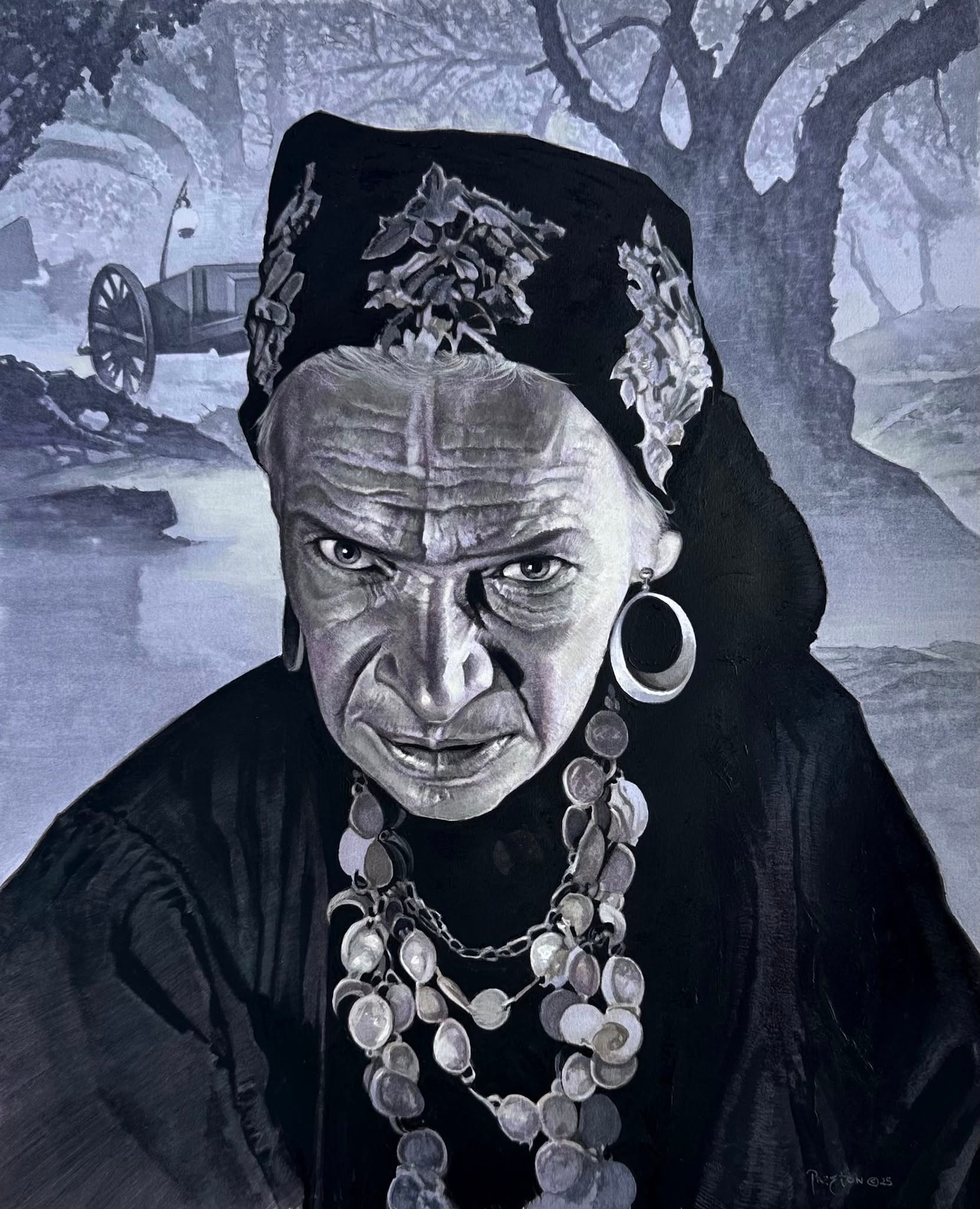 Gypsy woman portrait — editorial illustration